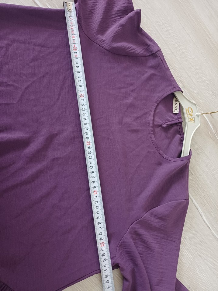 Kadın Mor Uzun Kollu Fırfırlı Tunik - Görsel 3