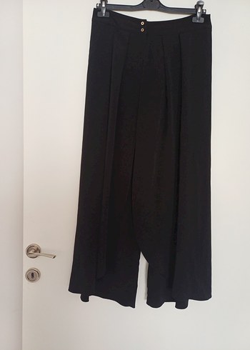 Drapeli Siyah Kadın Kumaş Pantolon - Görsel 2