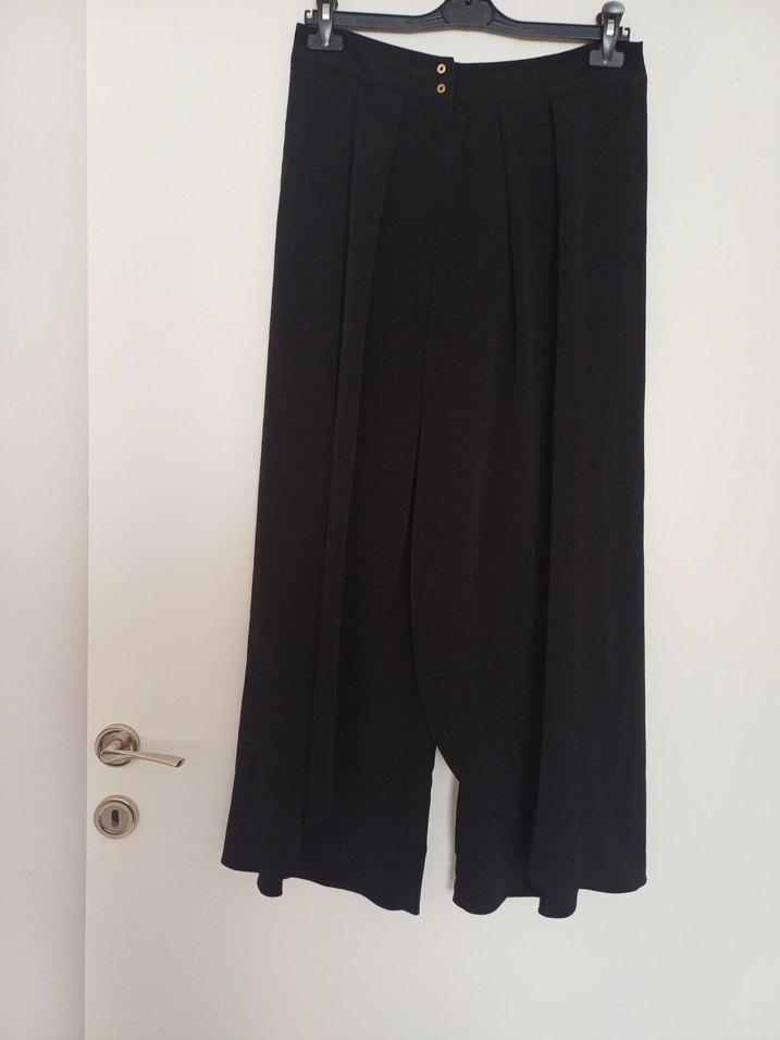 Drapeli Siyah Kadın Kumaş Pantolon - Görsel 2