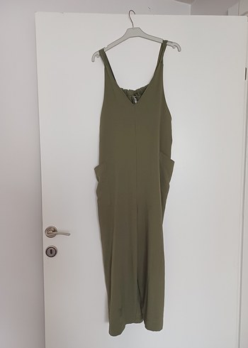 Kadın Haki Uzun Askılı Salaş Tulum - Görsel 7