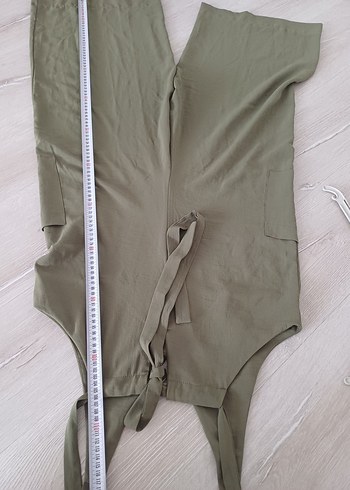 Kadın Haki Uzun Askılı Salaş Tulum - Görsel 4