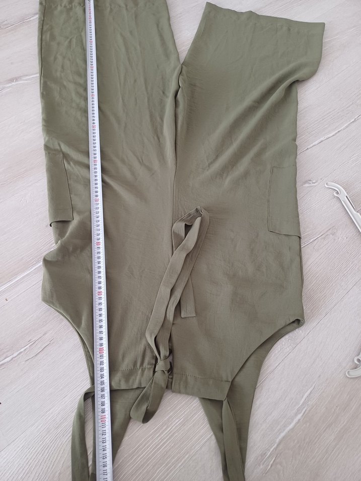 Kadın Haki Uzun Askılı Salaş Tulum - Görsel 4