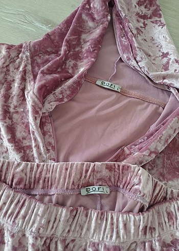Pembe Kadın Salaş Kadife Eşofman Takımı - Görsel 6