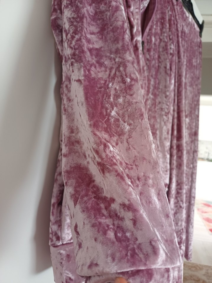 Pembe Kadın Salaş Kadife Eşofman Takımı - Görsel 2