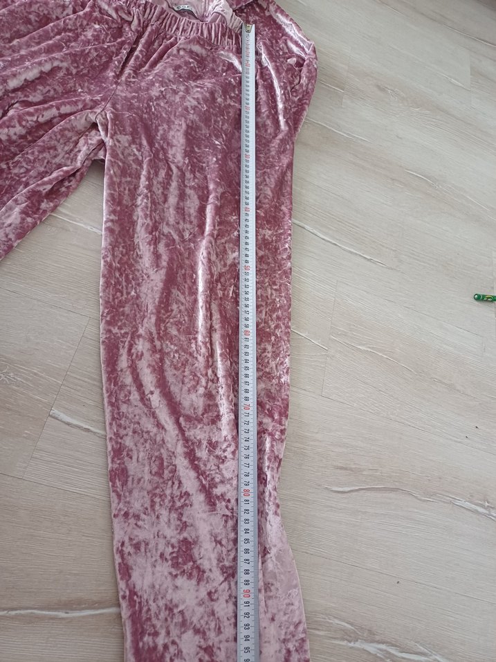 Pembe Kadın Salaş Kadife Eşofman Takımı - Görsel 5