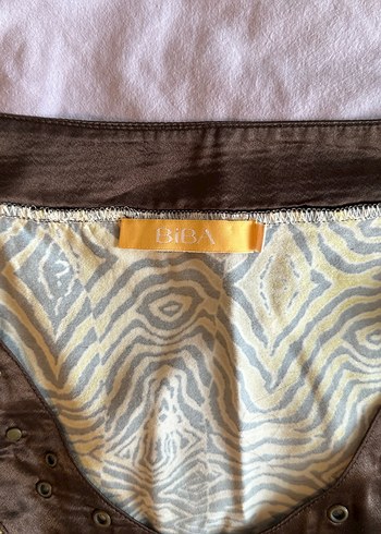 Kahverengi Zebra Desenli V Yakalı Vintage Bluz - Görsel 3