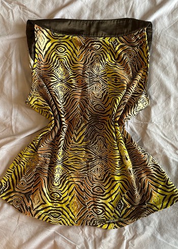 Kahverengi Zebra Desenli V Yakalı Vintage Bluz - Görsel 2