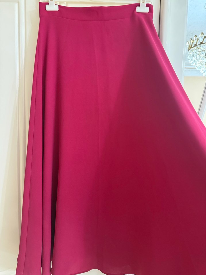 Pembe Uzun Salaş Saten Etek - Görsel 2