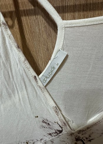 Kusursuz Boncuk Detaylı Beyaz Bohem Mini Atlet - Görsel 2