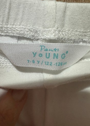 7-8 yaş Kız Çocuk Beyaz Pamuklu Tayt - Görsel 2