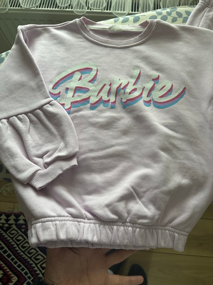 Zara Barbie Baskılı Mor Kız Eşofman Takımı - Görsel 4