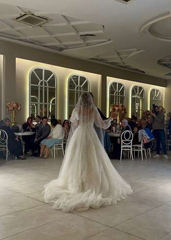 Gelinlik Beyaz Uzun Straplez Prenses Gelinlik