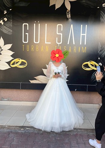 Beyaz Uzun Straplez Prenses Gelinlik