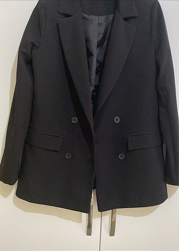 Düğmeli Siyah Kadın Blazer Ceket