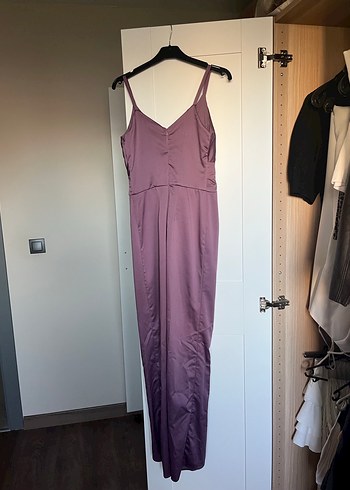 Mor V Yaka Uzun Kadın Tulum - Görsel 2