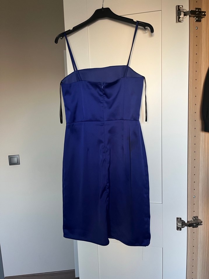 Lacivert Drapeli Midi Abiye Elbise - Görsel 2