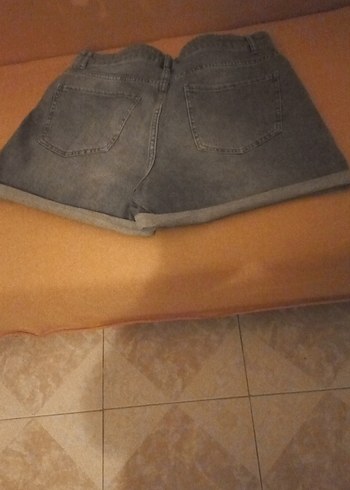 Diğer Gri Kadın Kot Şort Mini Loose Fit