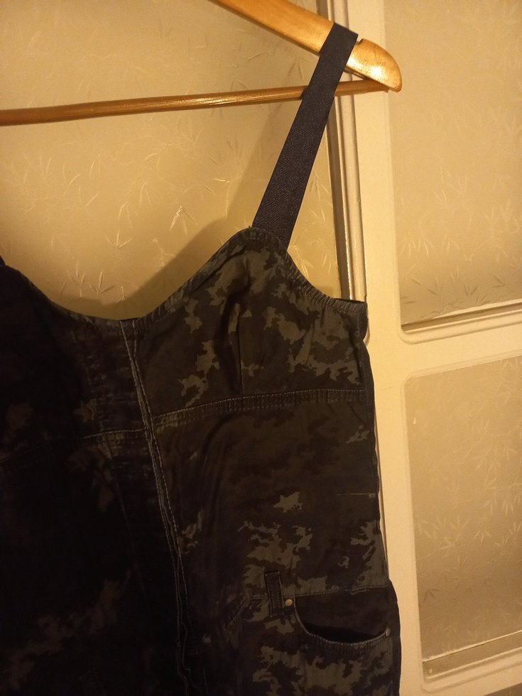 Kadın Kamuflaj Desenli Koyu Kahverengi Denim Tulum - Görsel 3