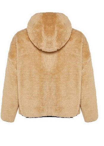 s Beden camel Renk Trendyolmila Kapüşonlu Peluş Kadın mont