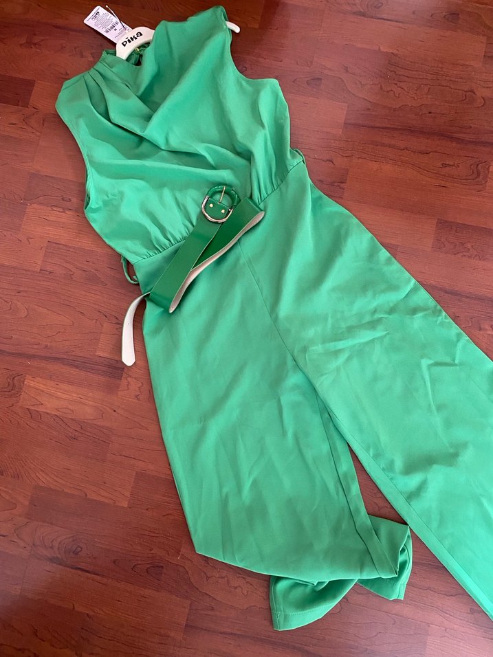 Kadın Yeşil Kemerli Uzun Tulum etiketli ürün - Görsel 3