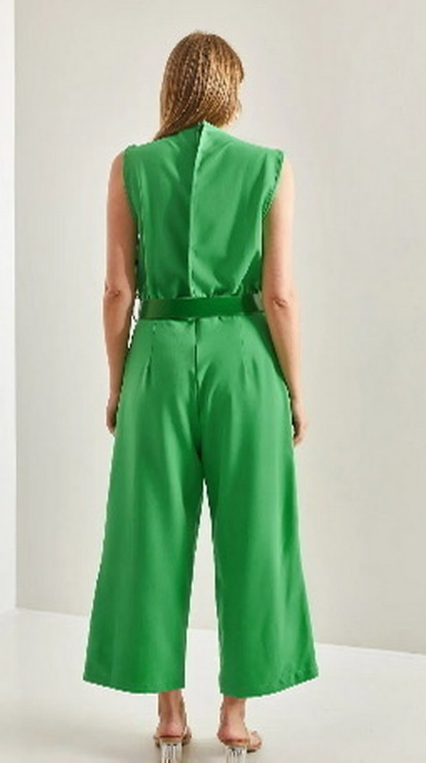 Kadın Yeşil Kemerli Uzun Tulum etiketli ürün - Görsel 2