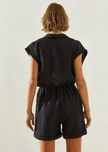 Siyah kruvaze Yaka Kolsuz Kadın Tulum etiketli kemersizdir - Görsel 5