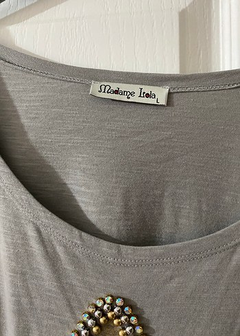 Uzun Kollu Gri Kadın Tişört - Görsel 4