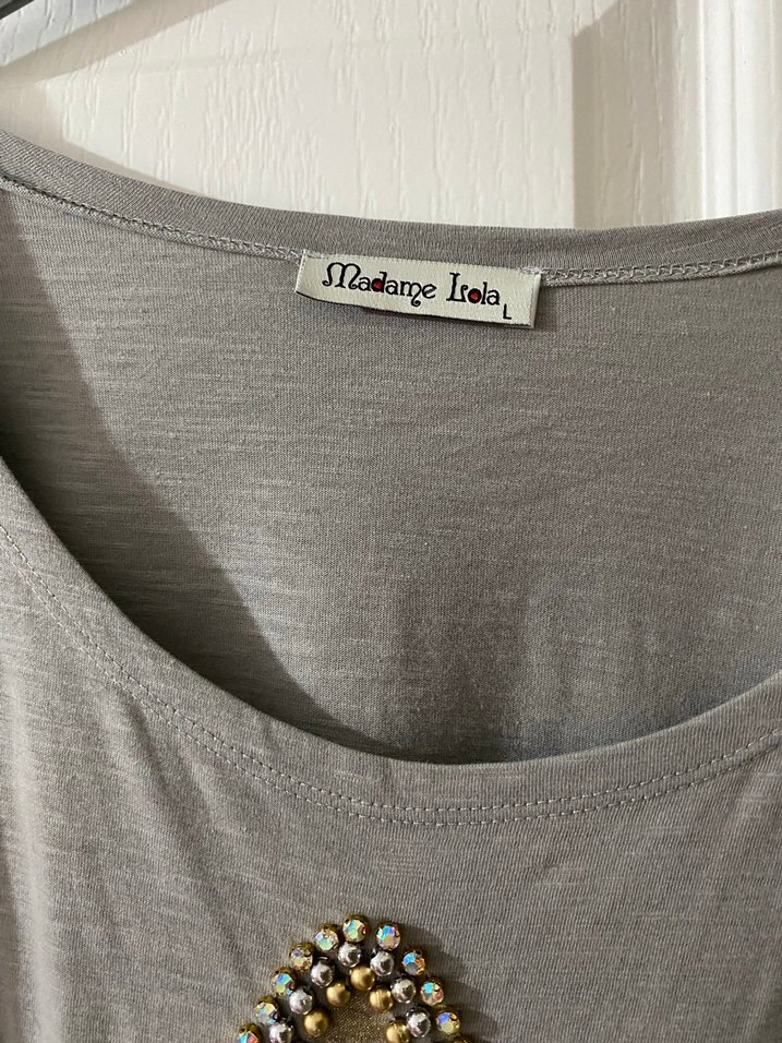 Uzun Kollu Gri Kadın Tişört - Görsel 4