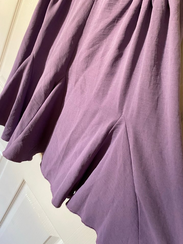 Mor Midi Askılı eteği volanlı Bohem Elbise - Görsel 2