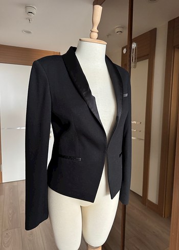 Siyah Kadın Düğmeli Ofis Blazeri - Görsel 4