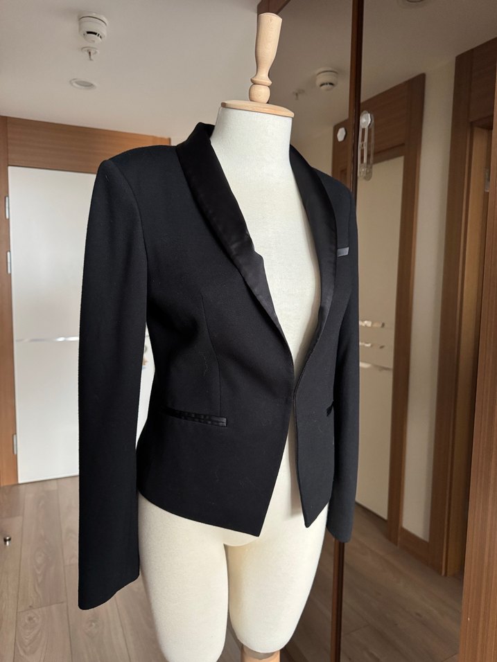 Siyah Kadın Düğmeli Ofis Blazeri - Görsel 4