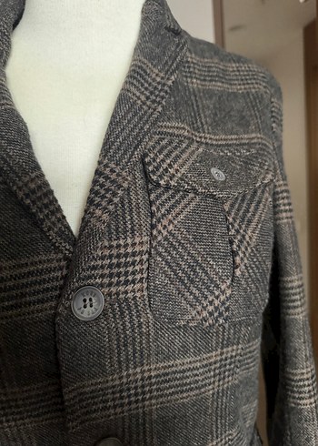 Kahverengi Ekose Düğmeli Ceket - Görsel 4