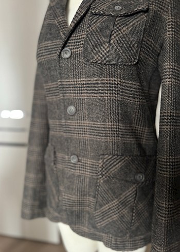 Kahverengi Ekose Düğmeli Ceket - Görsel 5