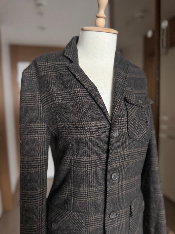 Kahverengi Ekose Düğmeli Ceket - Görsel 2