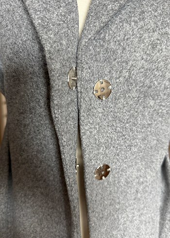 Gri Kadın Keten Düğmeli Ofis Takım - Görsel 7