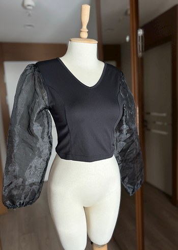 Siyah V Yaka Gotik Kadın Bluz - Görsel 3