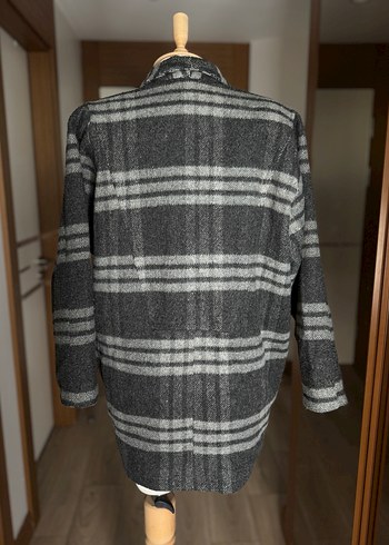 Düğmeli Gri Midi Yün Kadın Kaban - Görsel 5