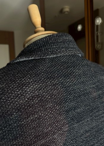 Düğmeli Gri Triko Ceket - Görsel 11