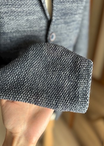 Düğmeli Gri Triko Ceket - Görsel 3