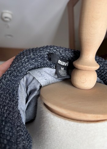 Düğmeli Gri Triko Ceket - Görsel 5