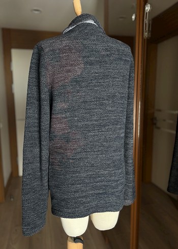 Düğmeli Gri Triko Ceket - Görsel 9