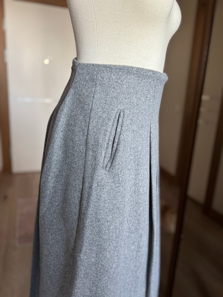 Gri Uzun Kollu Keten Vintage Takım - Görsel 5