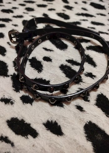 Siyah Deri Punk Kemer - Görsel 4