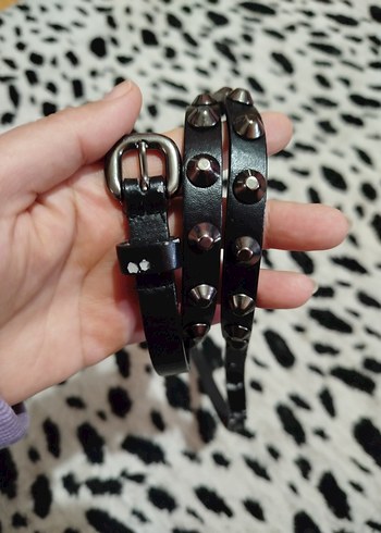 Siyah Deri Punk Kemer - Görsel 3