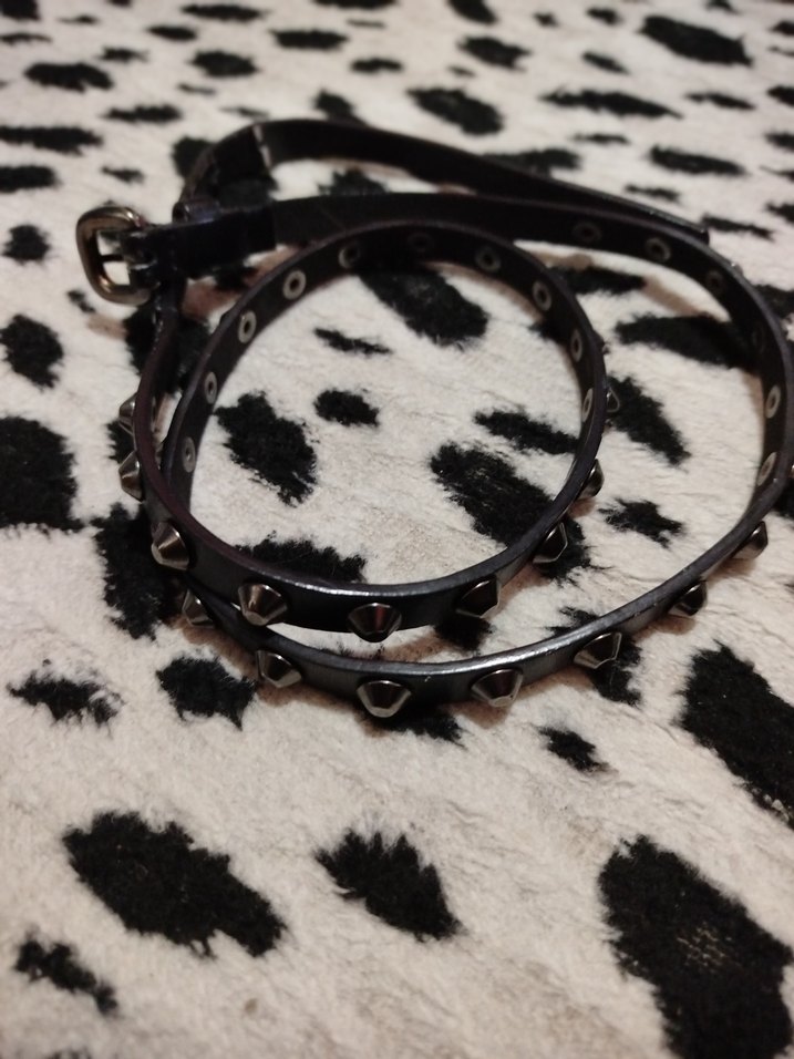 Siyah Deri Punk Kemer - Görsel 4