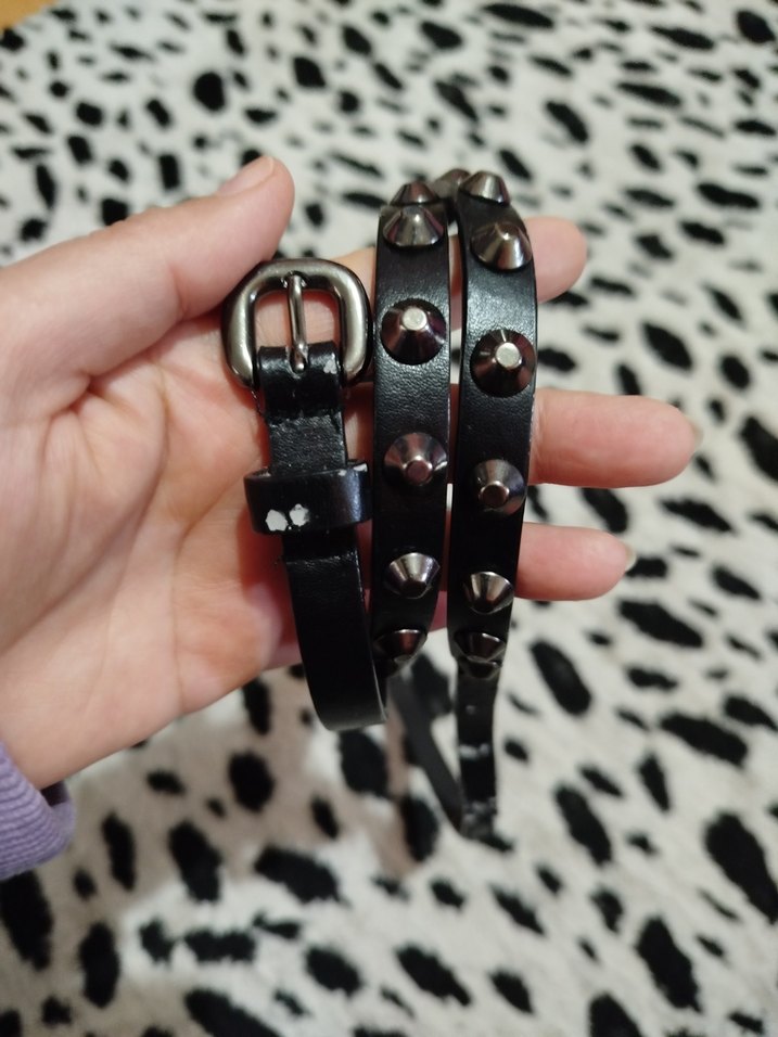 Siyah Deri Punk Kemer - Görsel 3