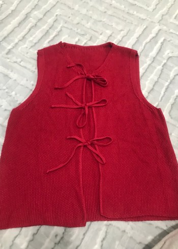 Bordo bağcıklı yelek
