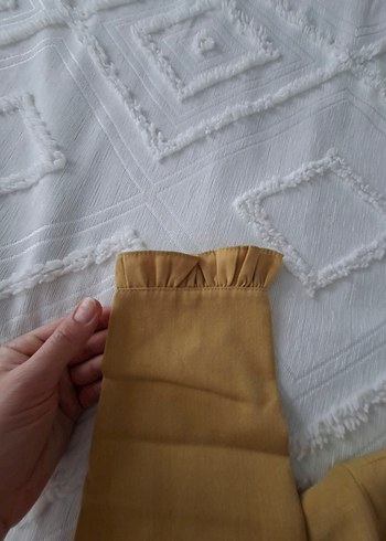 uzun yağ yeşili Fırfırlı tunik - Görsel 6