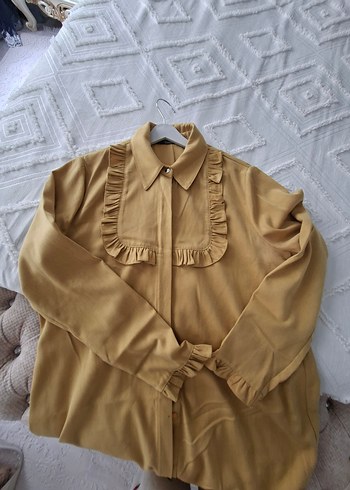 uzun yağ yeşili Fırfırlı tunik - Görsel 8