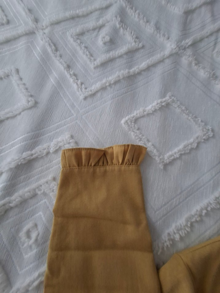 uzun yağ yeşili Fırfırlı tunik - Görsel 4